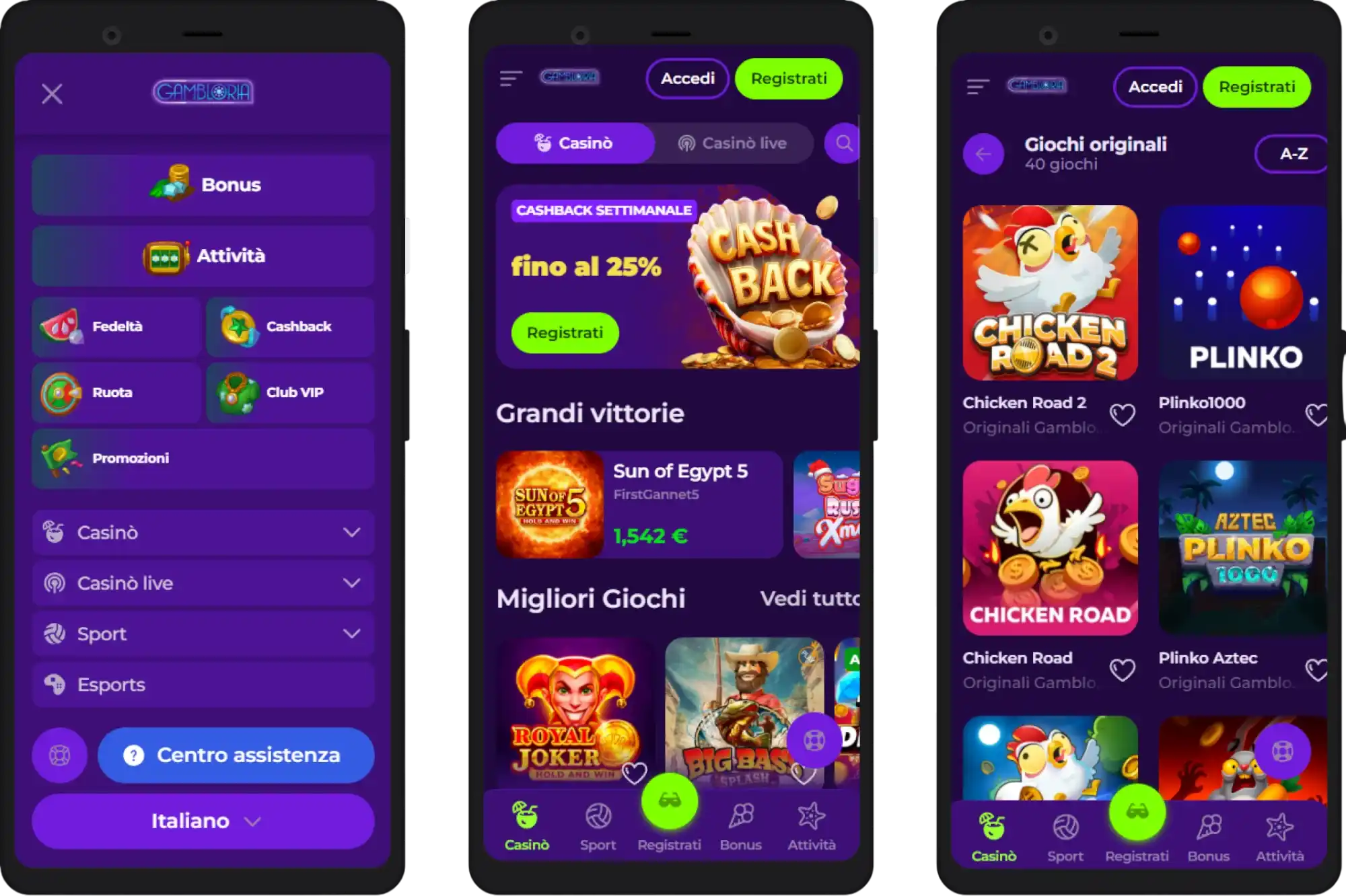 Versione mobile di Gambloria Casino per giocare ovunque